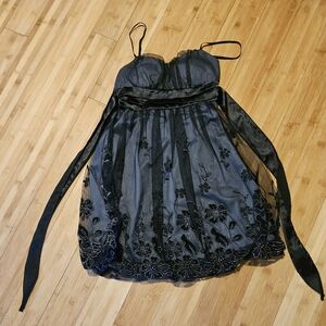 Black short flower dress